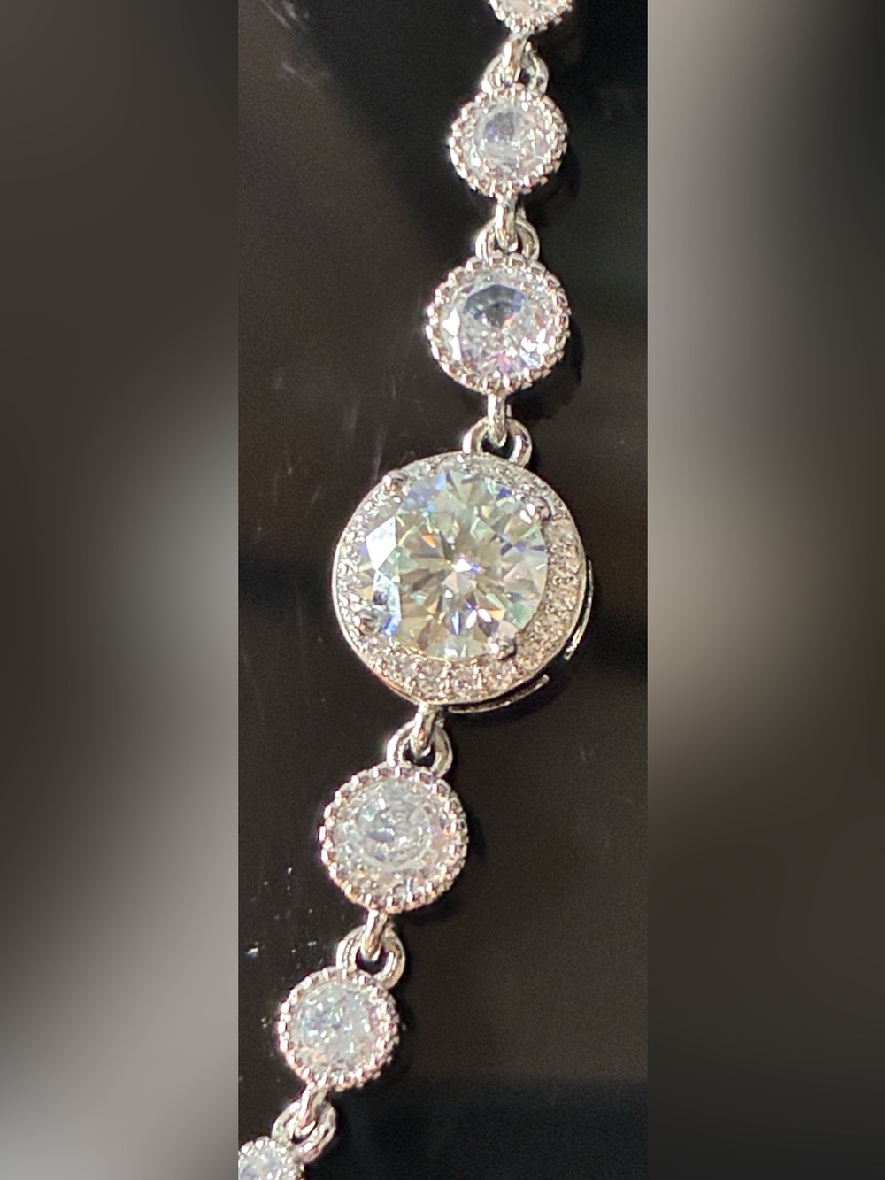 18K White Gold Plated  Moissanite Halo Bracelet -2.0 ctw.